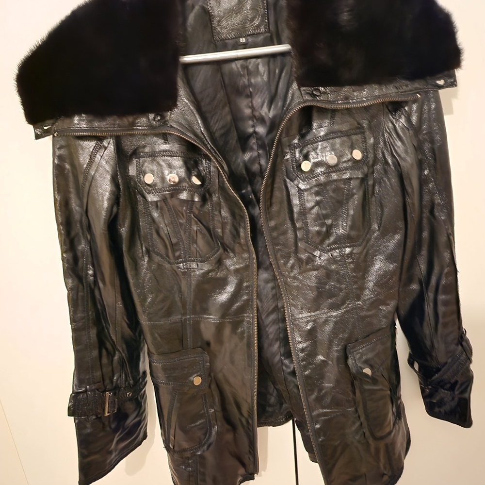 Leather/mink jacket Size S